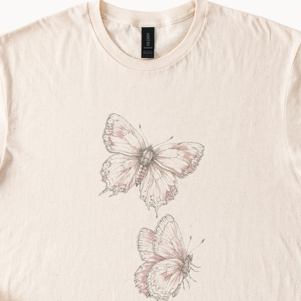 Watercolor Butterfly Vintage Style Naturalist Boho Tee